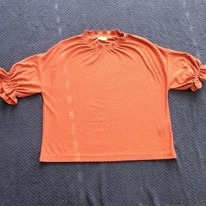 Madewell Orange Puff-Sleeve Swiss Dot Top